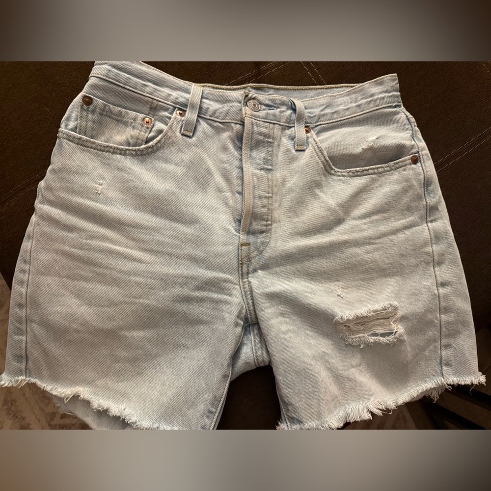 Levi’s Light Blue Distressed Denim Shorts